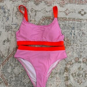 Pink and Orange Two-piece swimsuit